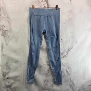 Nux Leggings Womens Large Light Blue Seamless High Rise Perforated